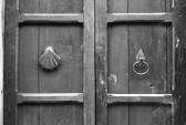 14601292-black--white-door-detail-with-a-shell-and-handle